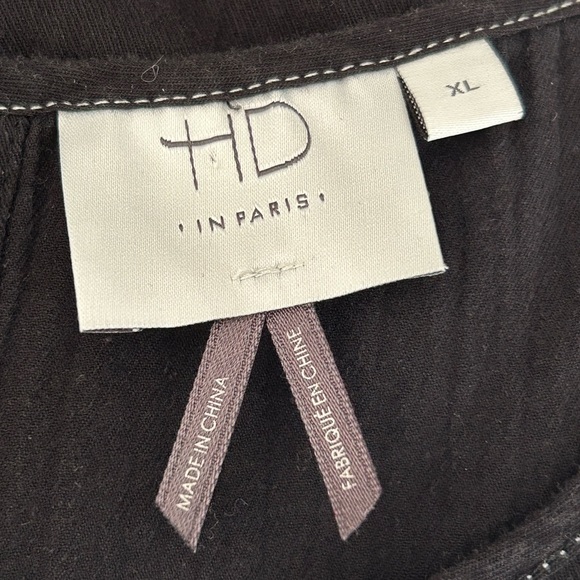 HD in Paris Anthropology Embroidery Black Swing Top XL L - Picture 3 of 4